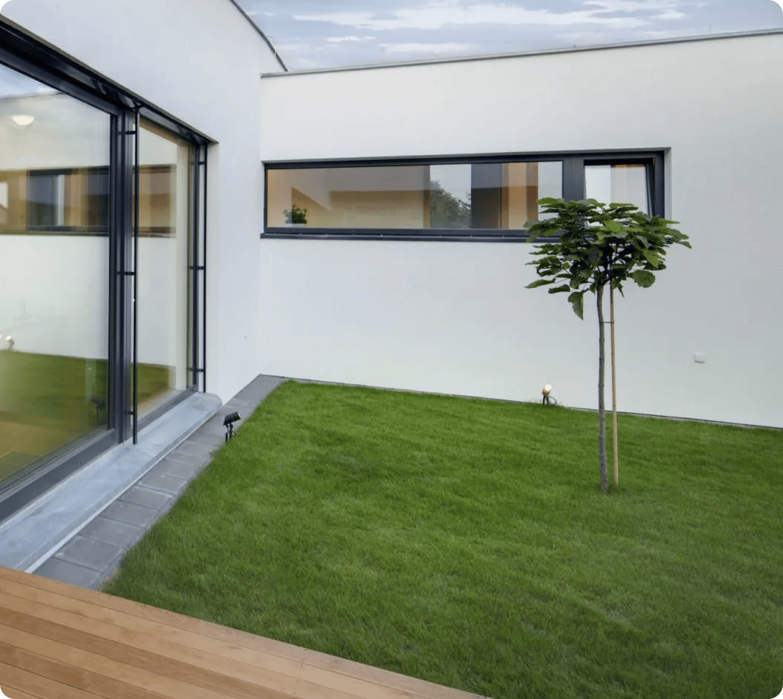 Outdoor living space with pavers